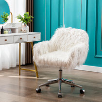 White furry desk online chair